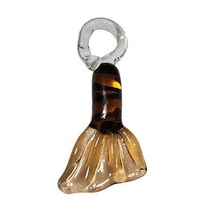 Handcrafted Glass Mermaid Tail Pendant Charm Hand Blown Amber Black Jewelry DIY